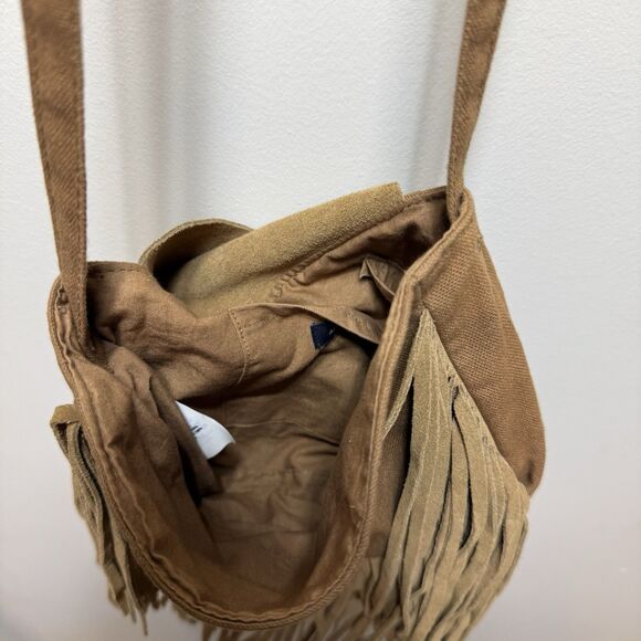 American Eagle Boho Retro Brown Suede Fringed Tassel Shoulder Bag Crossbody - Picture 4 of 10